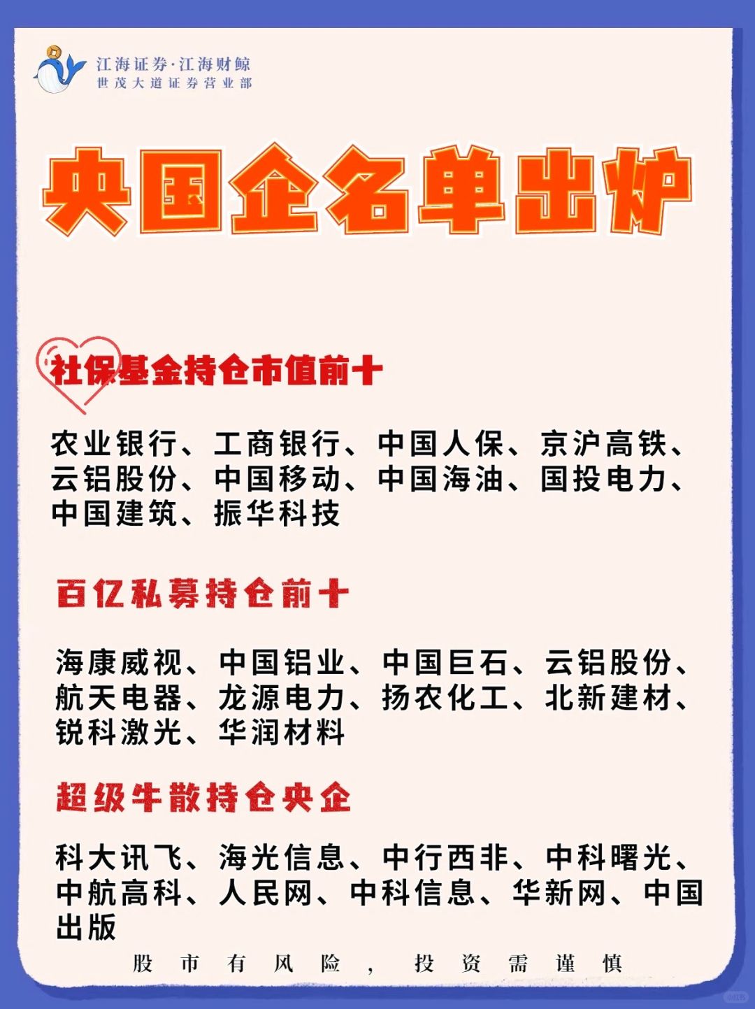 🔥央国企名单出炉‼️
