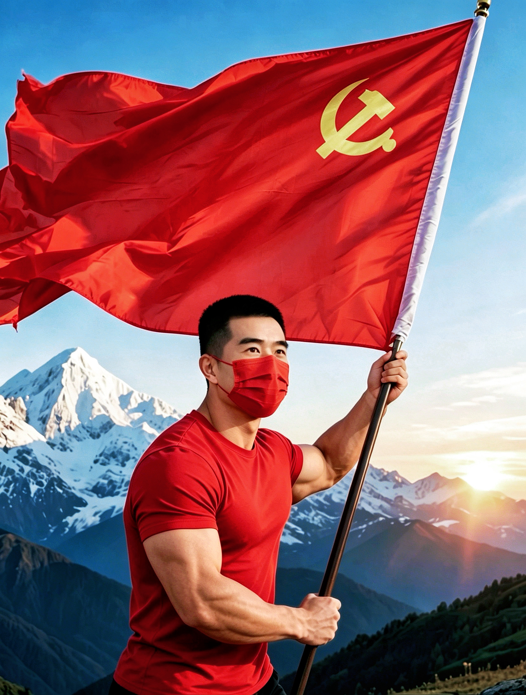 手握党旗，心向荣光，祝伟大的党生日快乐，山河万里皆红妆。 