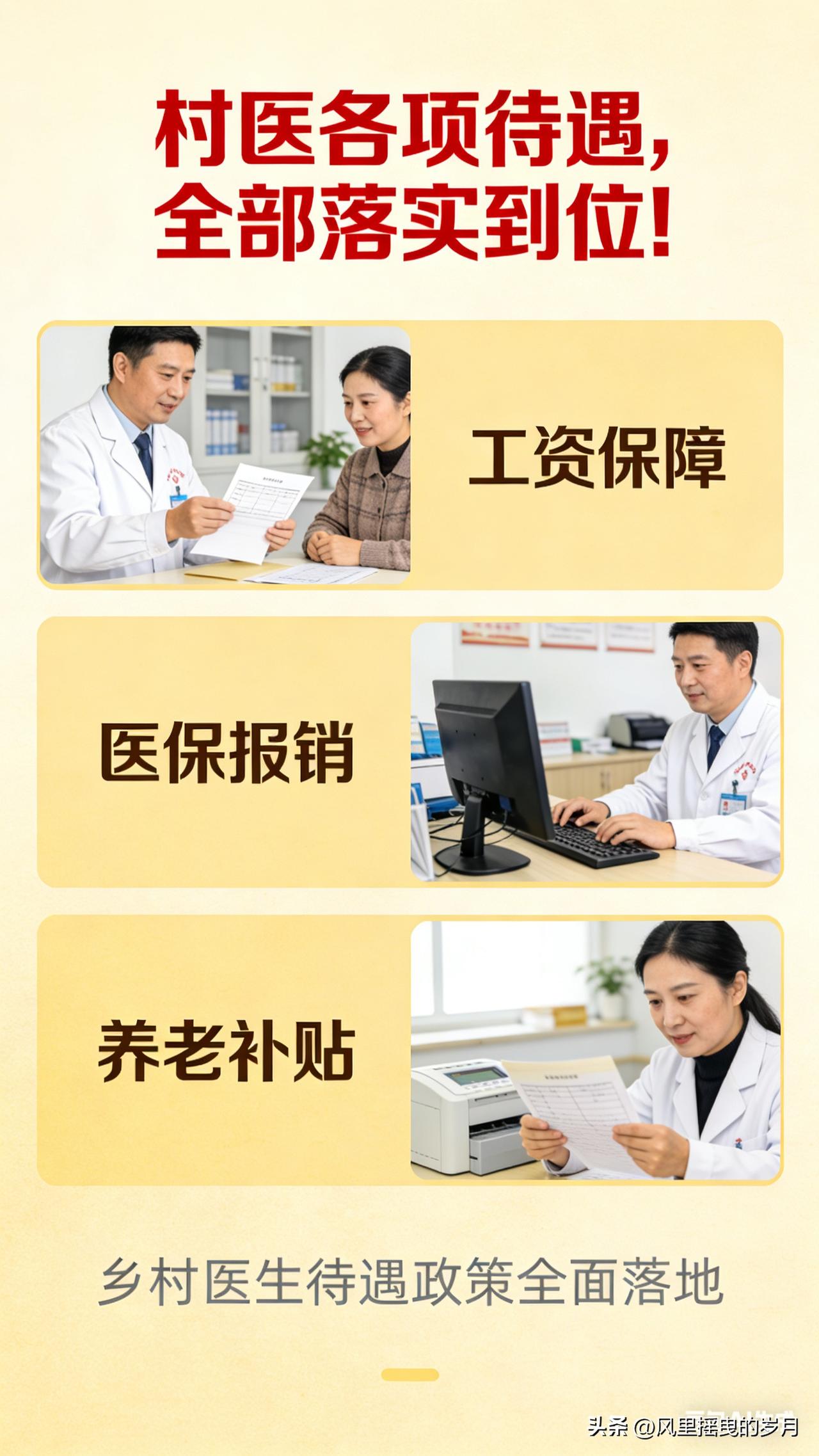 已为你生成文档

村医各项待遇，全部落实到位！
 
扎根乡土，守护万家灯火；悬壶