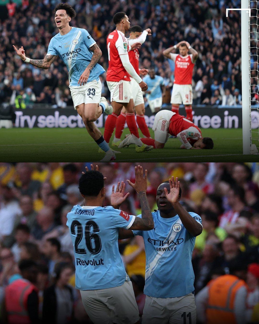 曼城有望赢得国内三冠王。 ✅ 卡拉宝杯 🏆  ✅ 足总杯 ❓  ✅ 英超联赛 