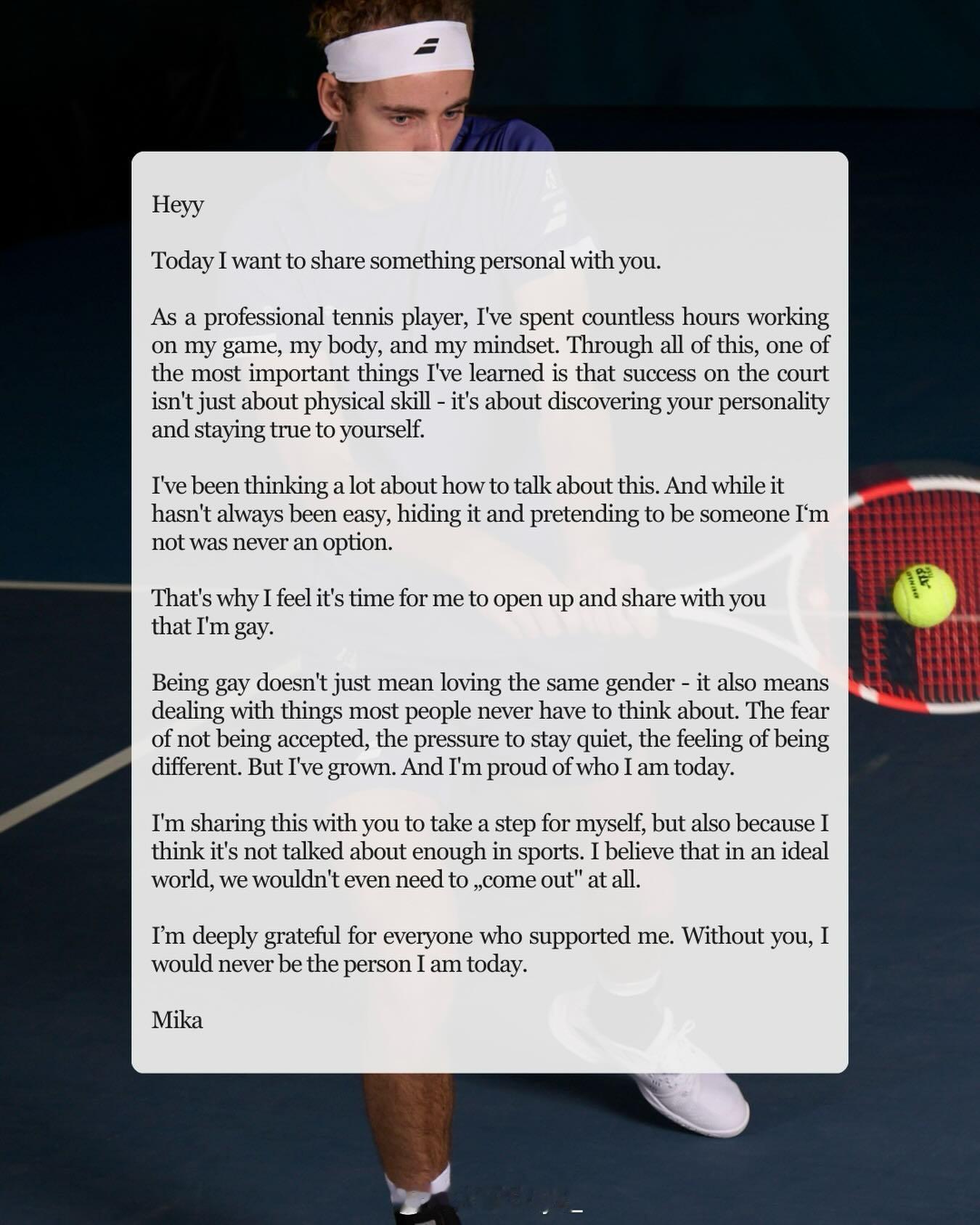 21岁的瑞士小将米卡·布吕诺（Mika Brunold）宣布出柜❤️「嘿，今天想