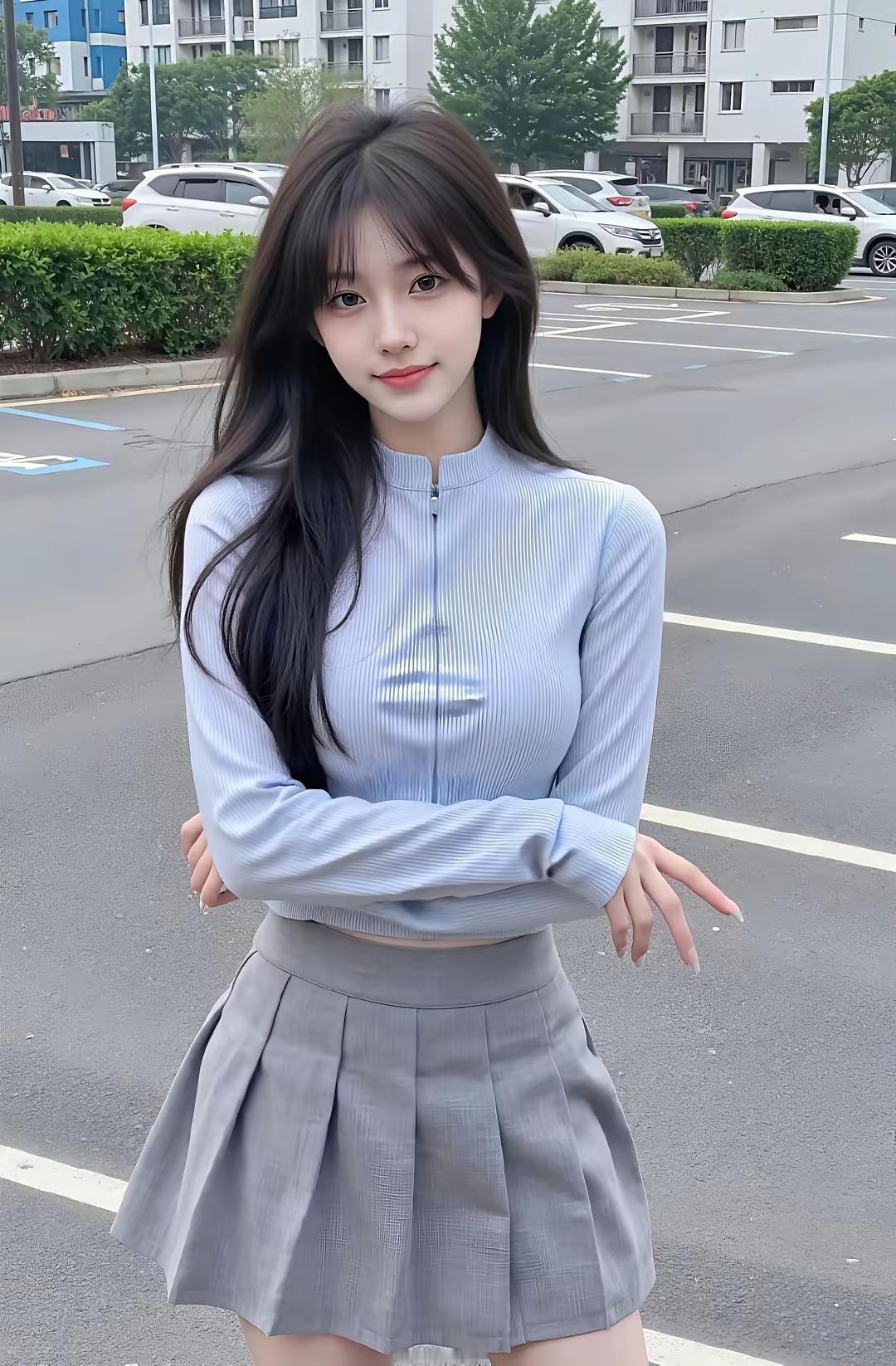 青丝拂面，笑靥如花。