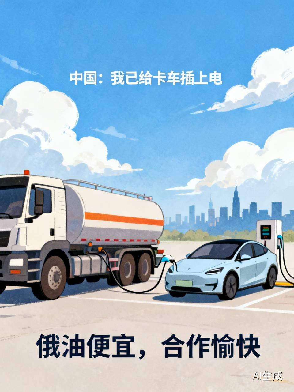 美国：中国怎么不买油了！
俄罗斯：中国的油我供应，要多少，送多少？
中国：我已给