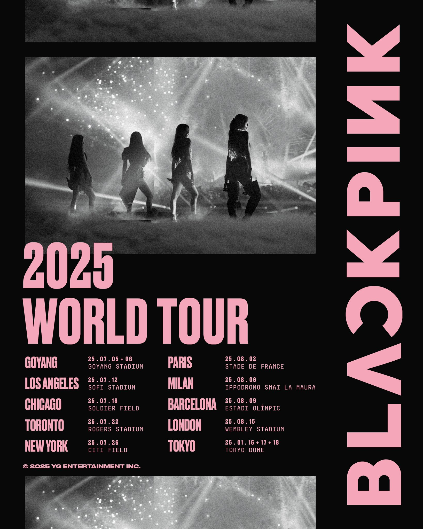 BLACKPINK官宣2025世巡场次 BLACKPINK官宣2025世界巡回演