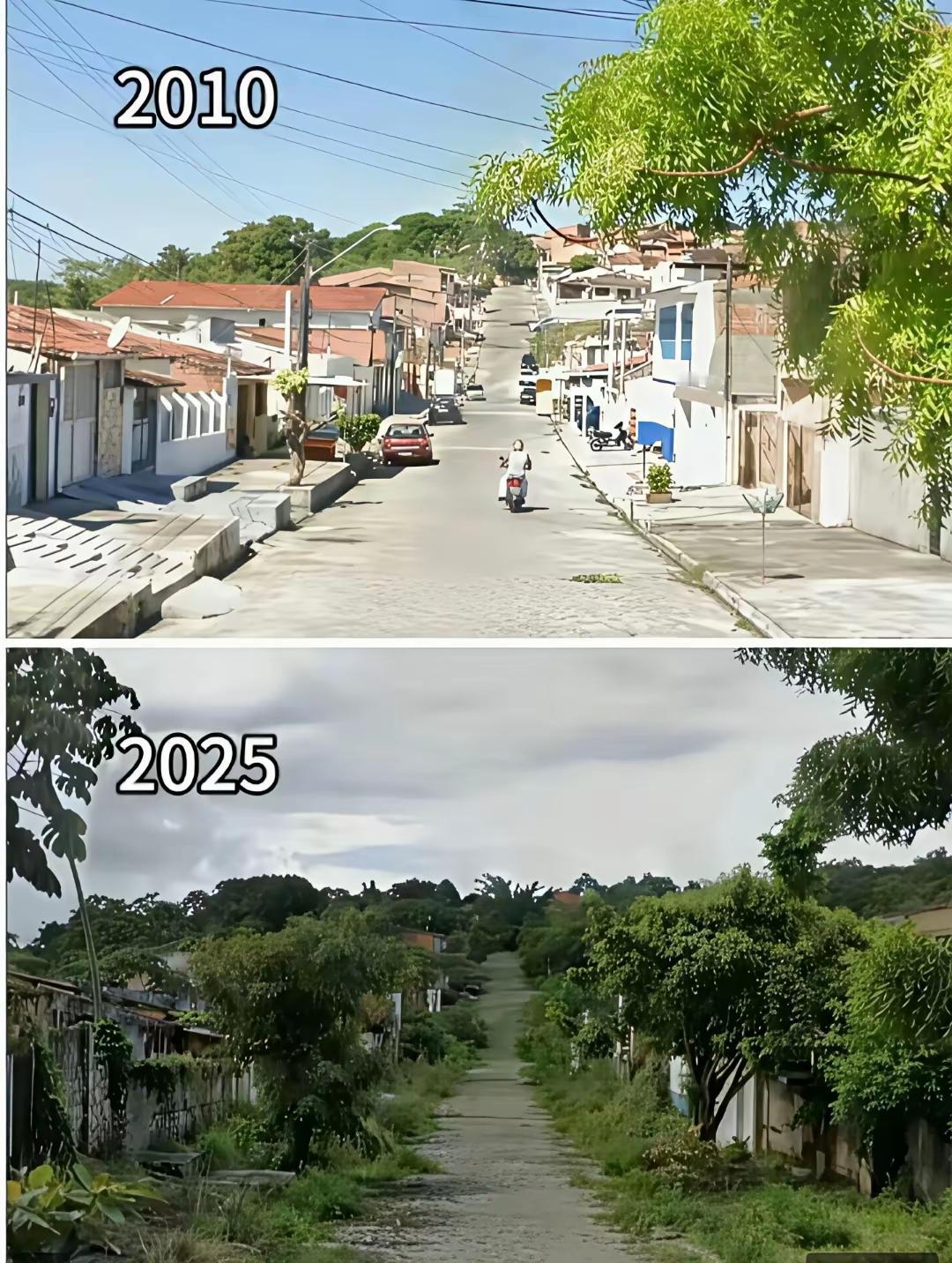 我觉得不是同一个地方，水泥路十五年不至于这样，你们觉得呢？