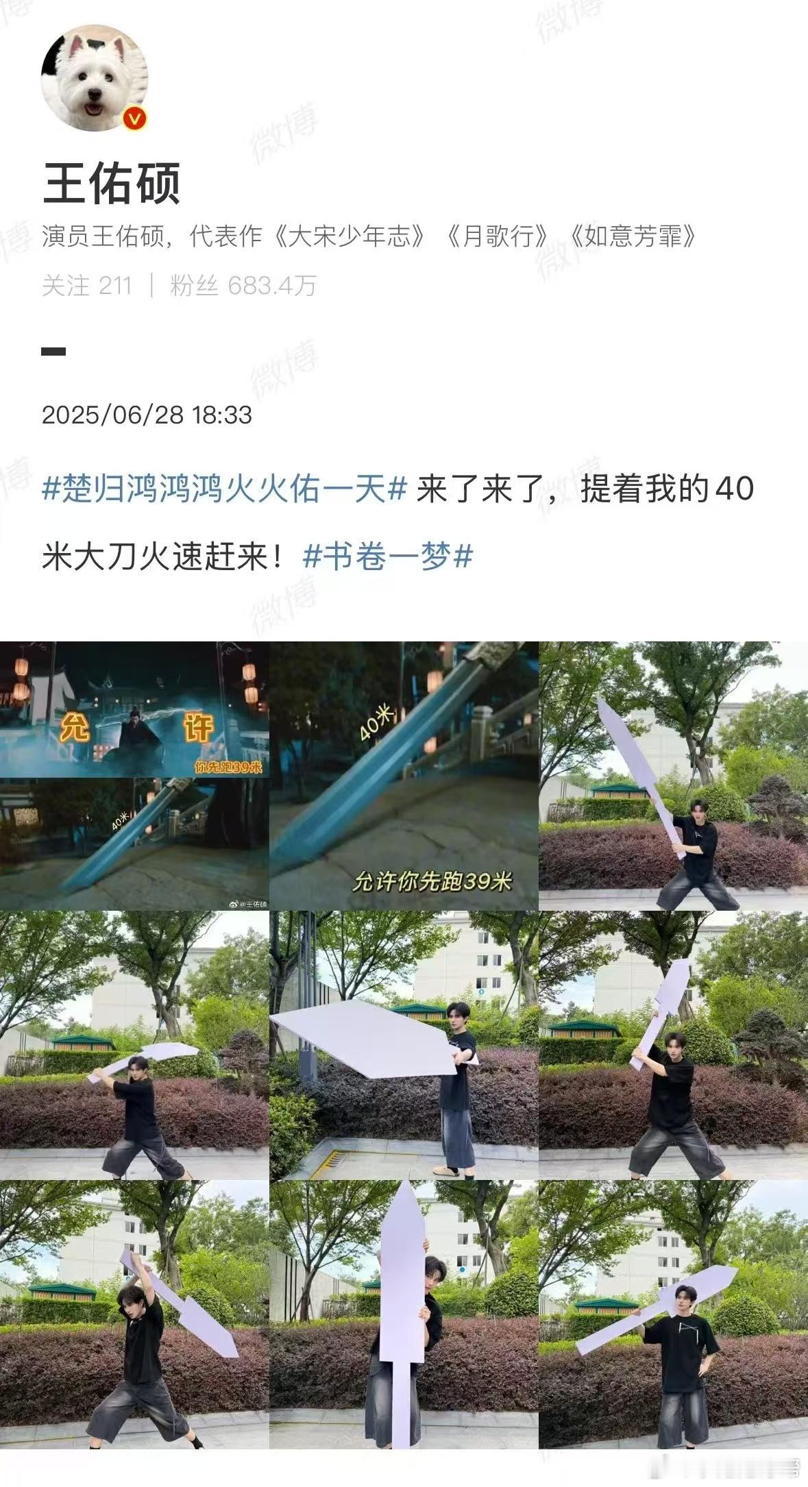 王佑硕和他的40米大刀 被王佑硕的“大刀整活”笑到打鸣！《书卷一梦》里楚归鸿扛刀