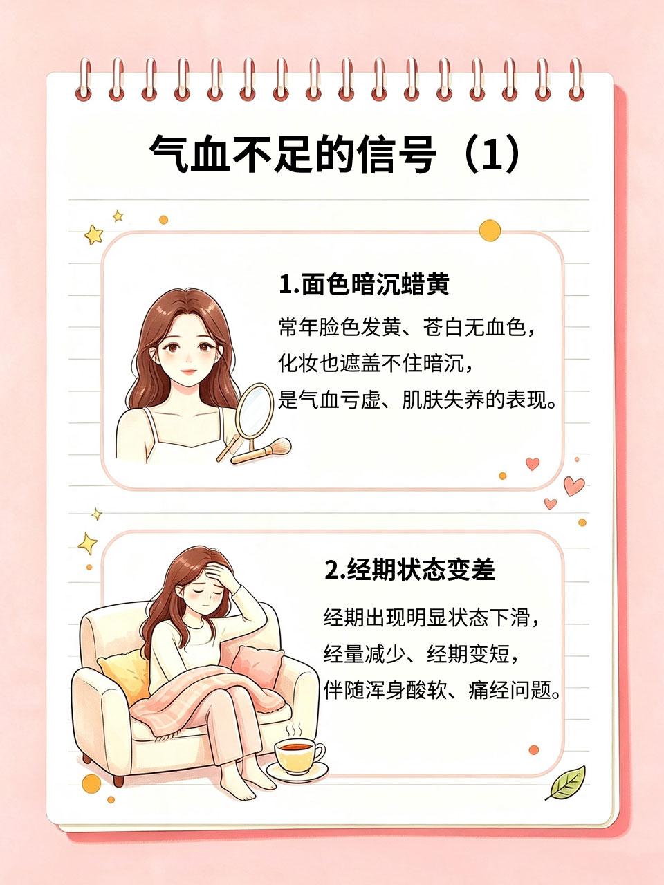 气血不足的信号！对照看看你中招几条
女生大多数亚健康、经期问题，根源都是气血不足