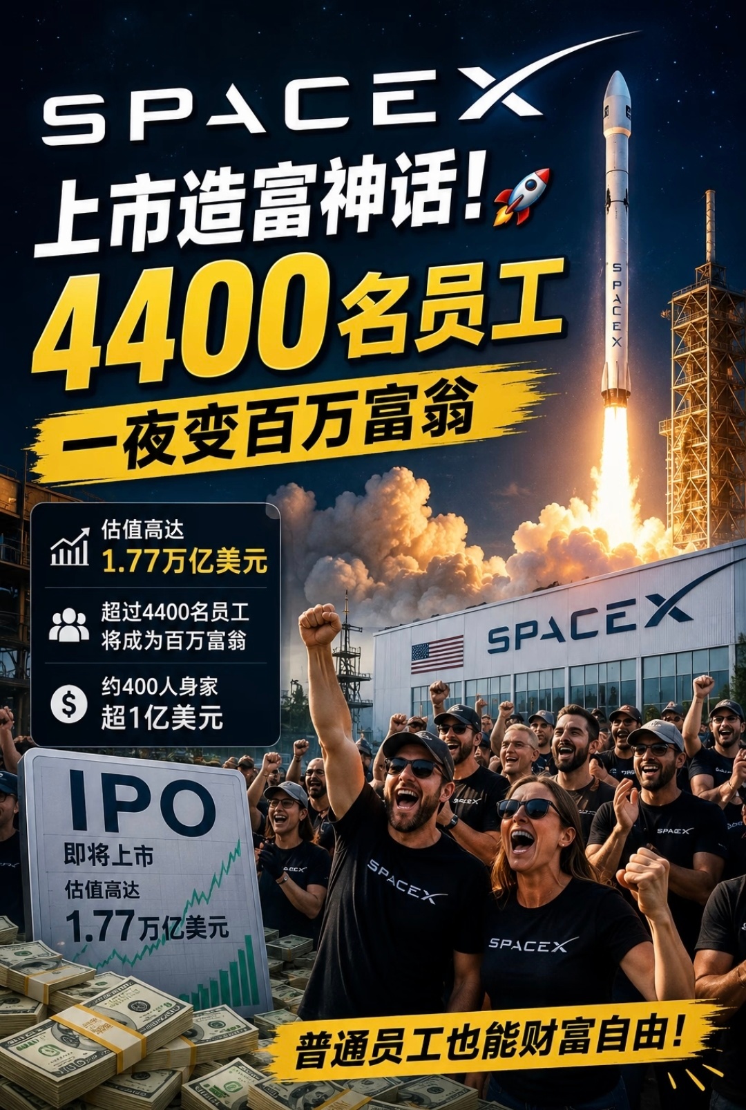 SpaceX市值破20000亿美元全球迄今为止最大IPO！商业航天时代来了，能带