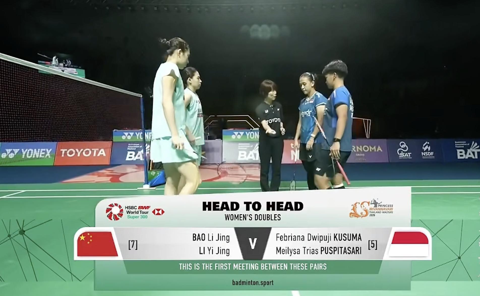 鲍骊婧/李怡婧🇨🇳 vs 🇮🇩梅丽莎/库苏马，比赛马上开始！2026年泰