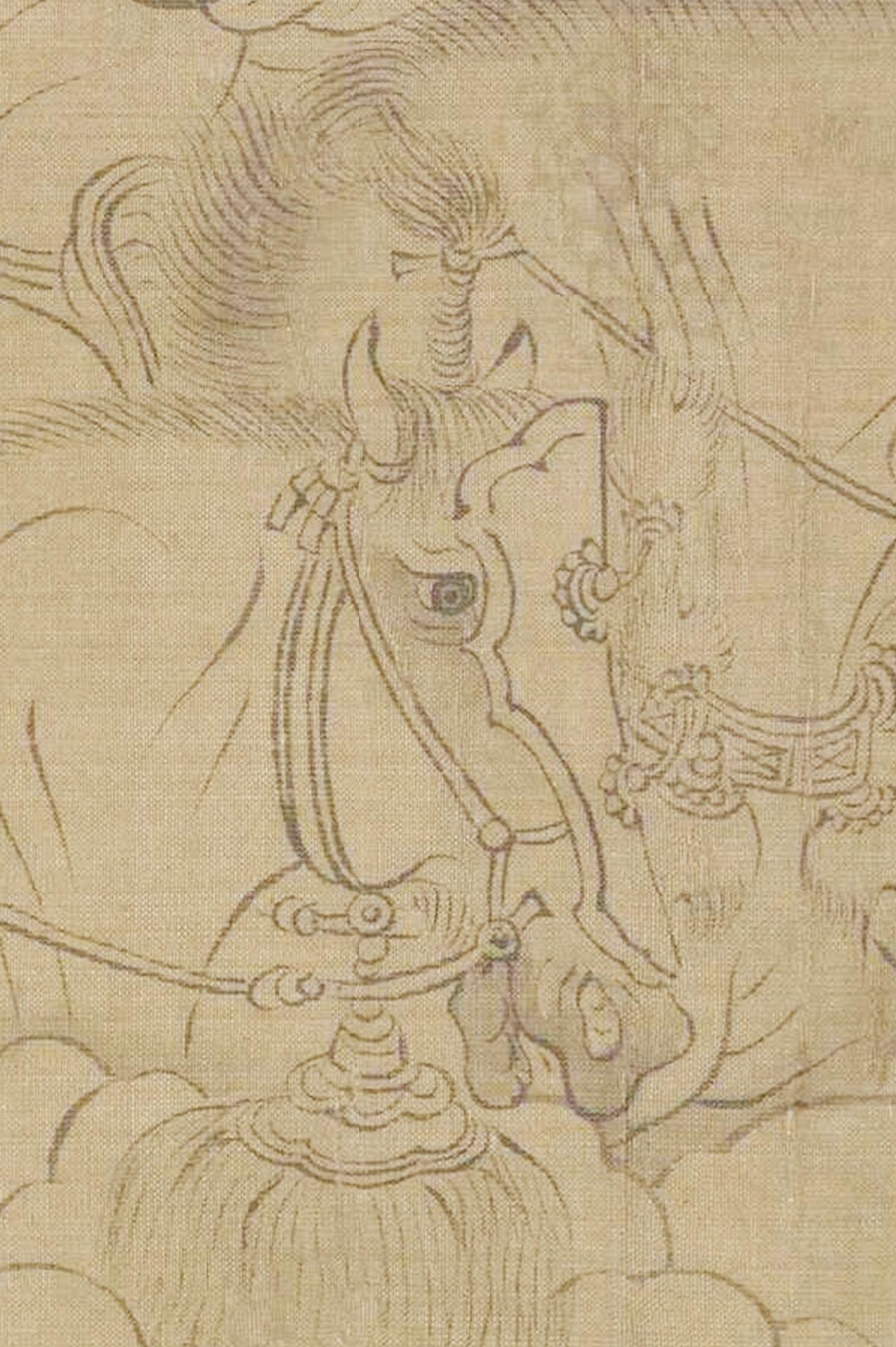 古代马头上的当卢。“卢”通“颅”，挡在头颅正中，故称“当卢”。固定在马额头、鼻梁