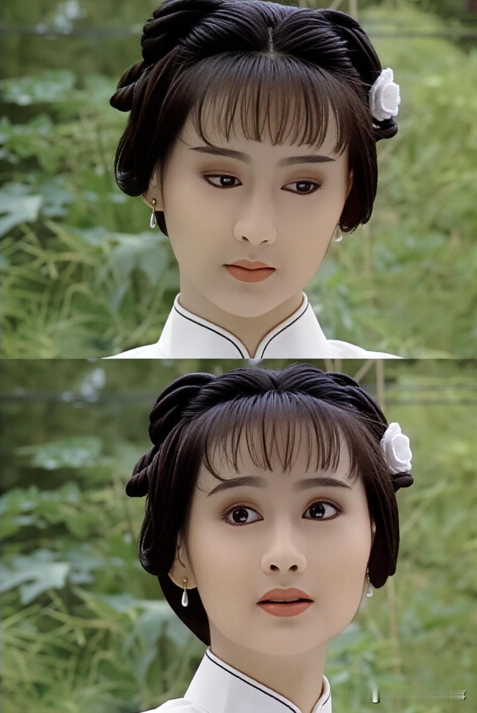 陈德容的白吟霜，不得不说她太适配素色造型，一袭白衣的白吟霜出场瞬间直接惊为天人，