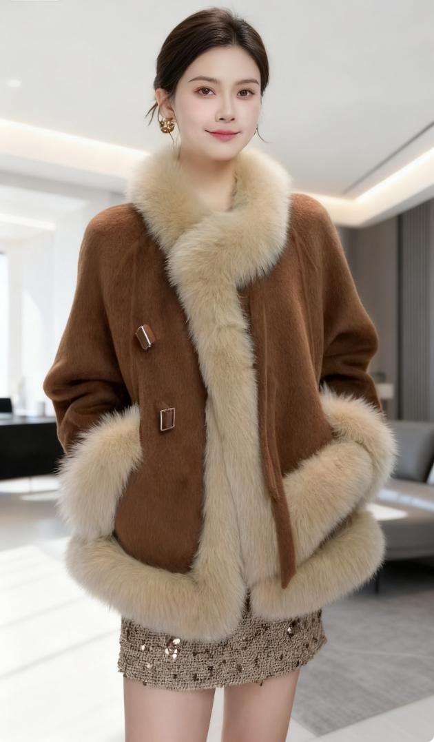 网红斗篷千金风皮草