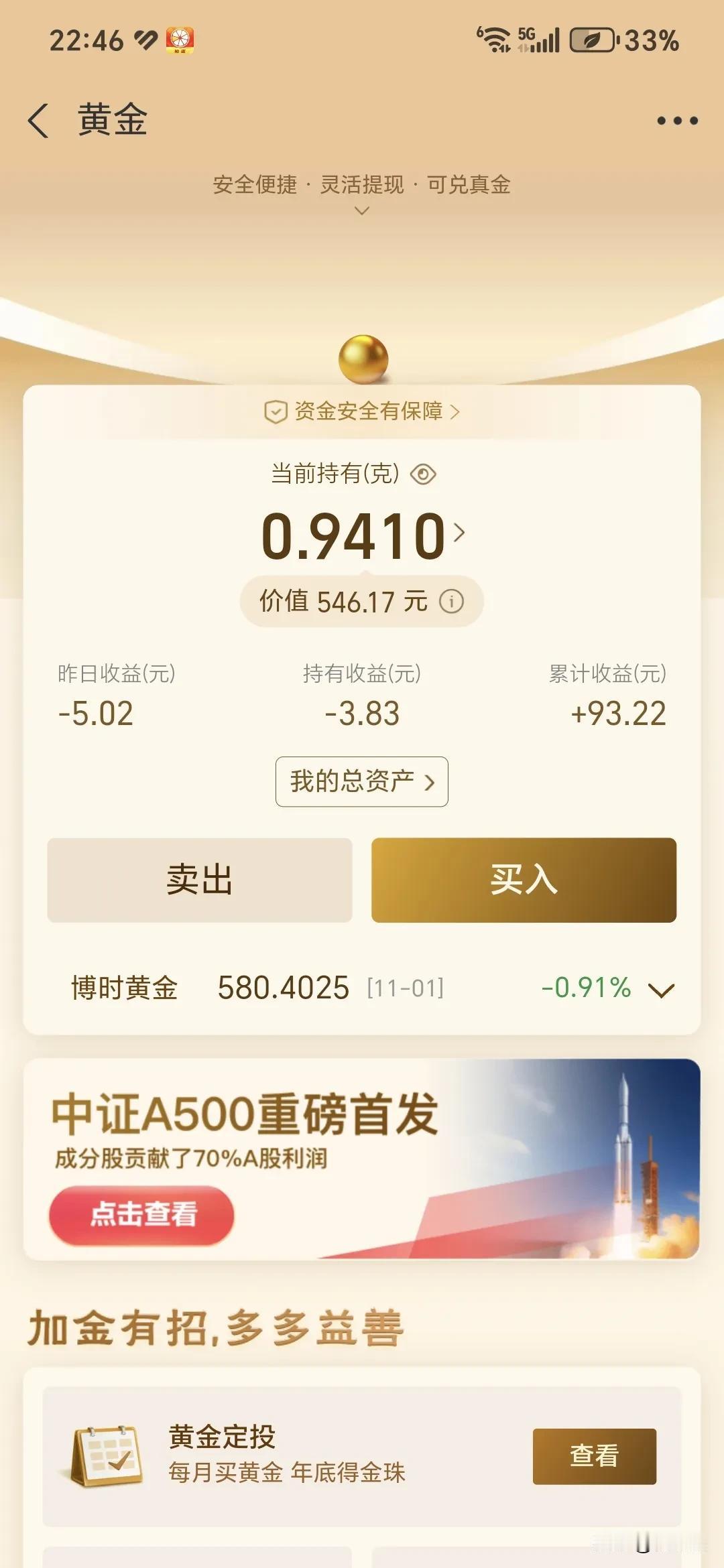黄金跌成这样，还能再涨上去吗？买了550元的黄金，昨天一下子就跌了5.02元#黄