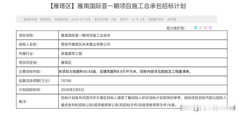 投资超7亿！西安雁南商圈再添猛将，2026年2月招标启动

西安雁塔区城市发展再