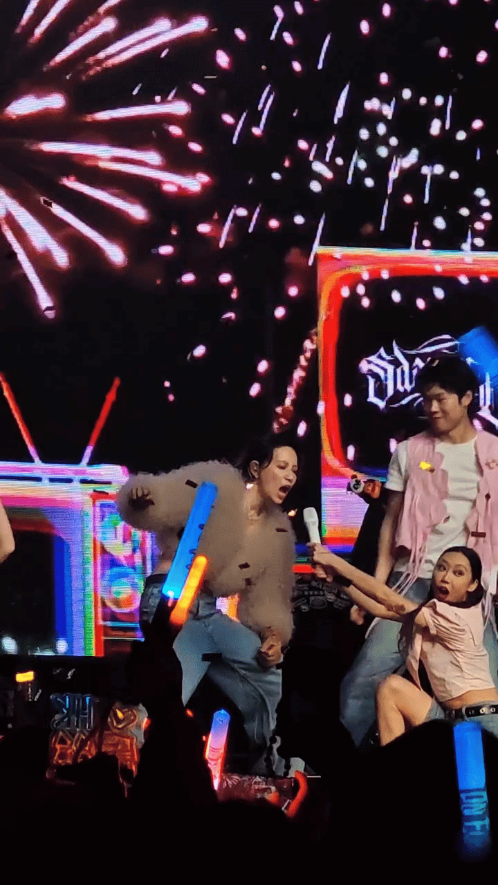 李斯丹妮被一把抱下台这居然是同一晚上的李斯丹妮，姐姐这反差感绝了