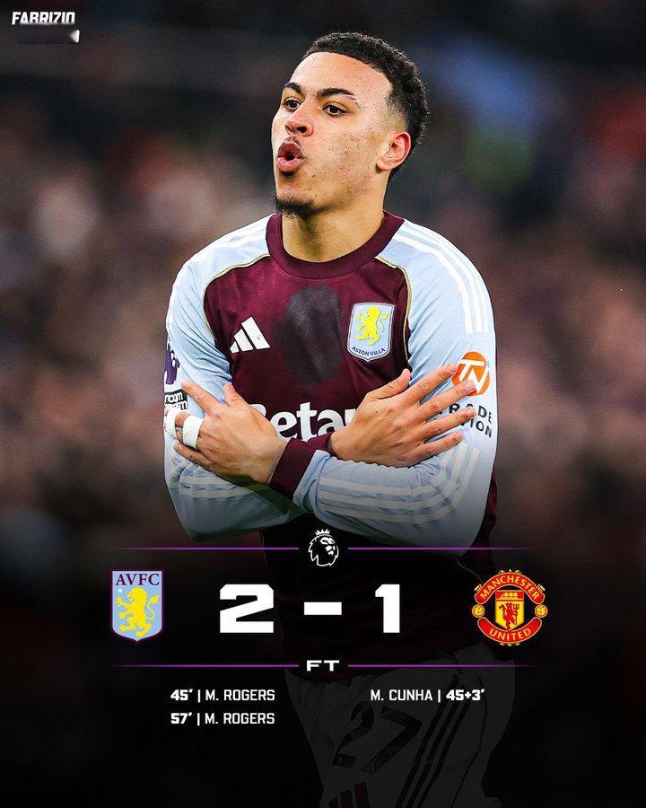 阿斯顿维拉取得十连胜……英超积分榜上比曼联高出10分！ 