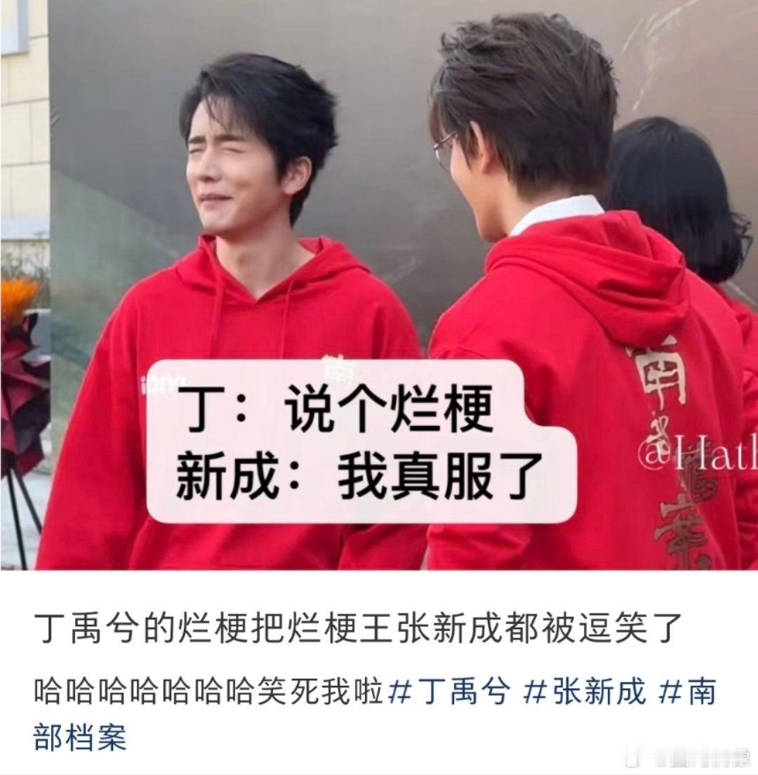 丁禹兮的烂梗把烂梗王张新成都被逗笑了，不敢想《南部档案》剧宣得多热闹哈哈哈哈  