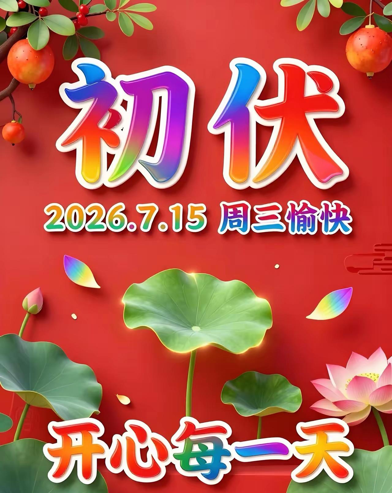入伏箴言

[玫瑰][心][玫瑰]

2026年7月15鈤，今日入伏啦。

入伏