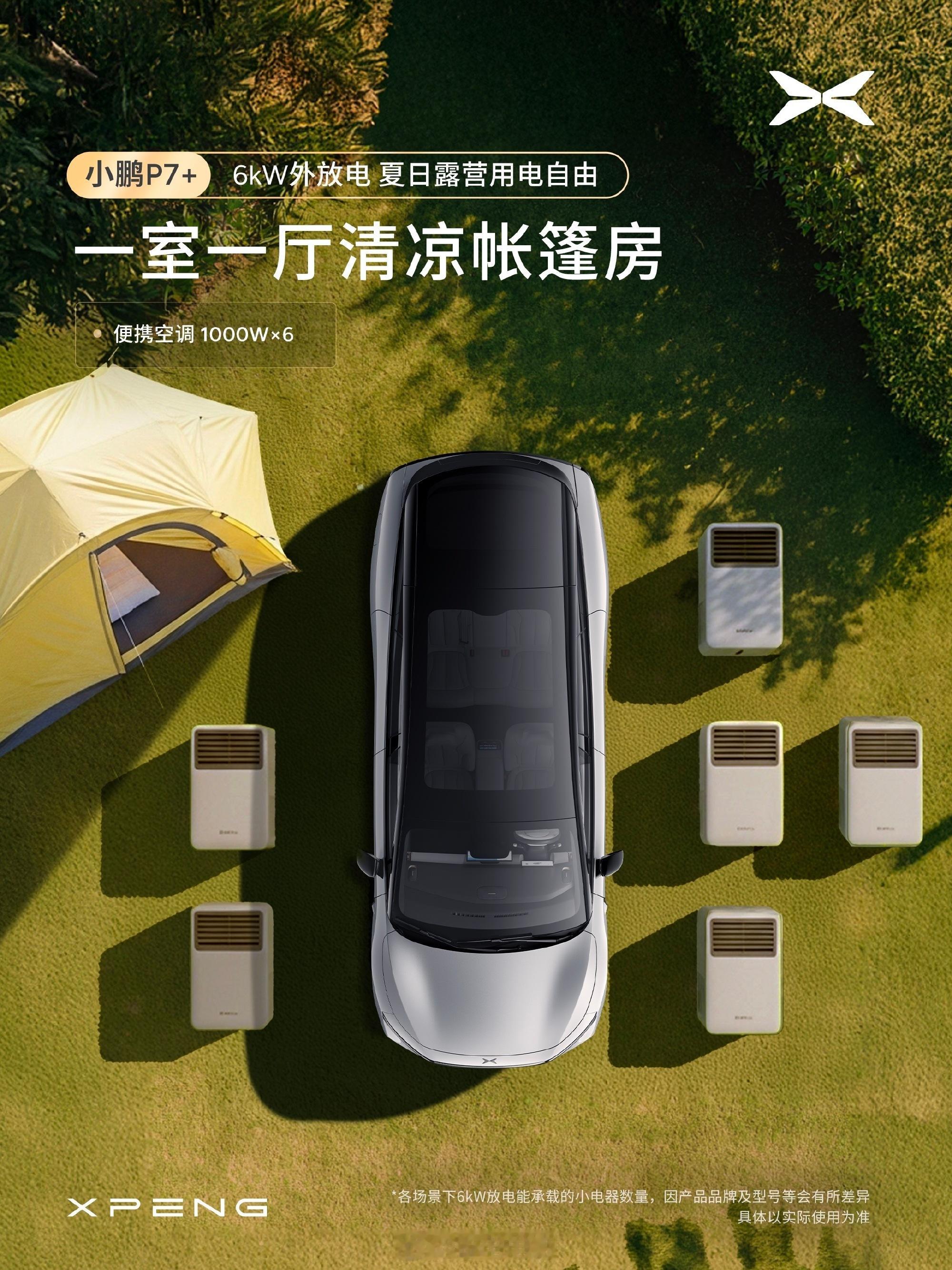 对外放电都能OTA？小鹏P7+将外放电功率升级到了6kW，功率提升82%，很多车