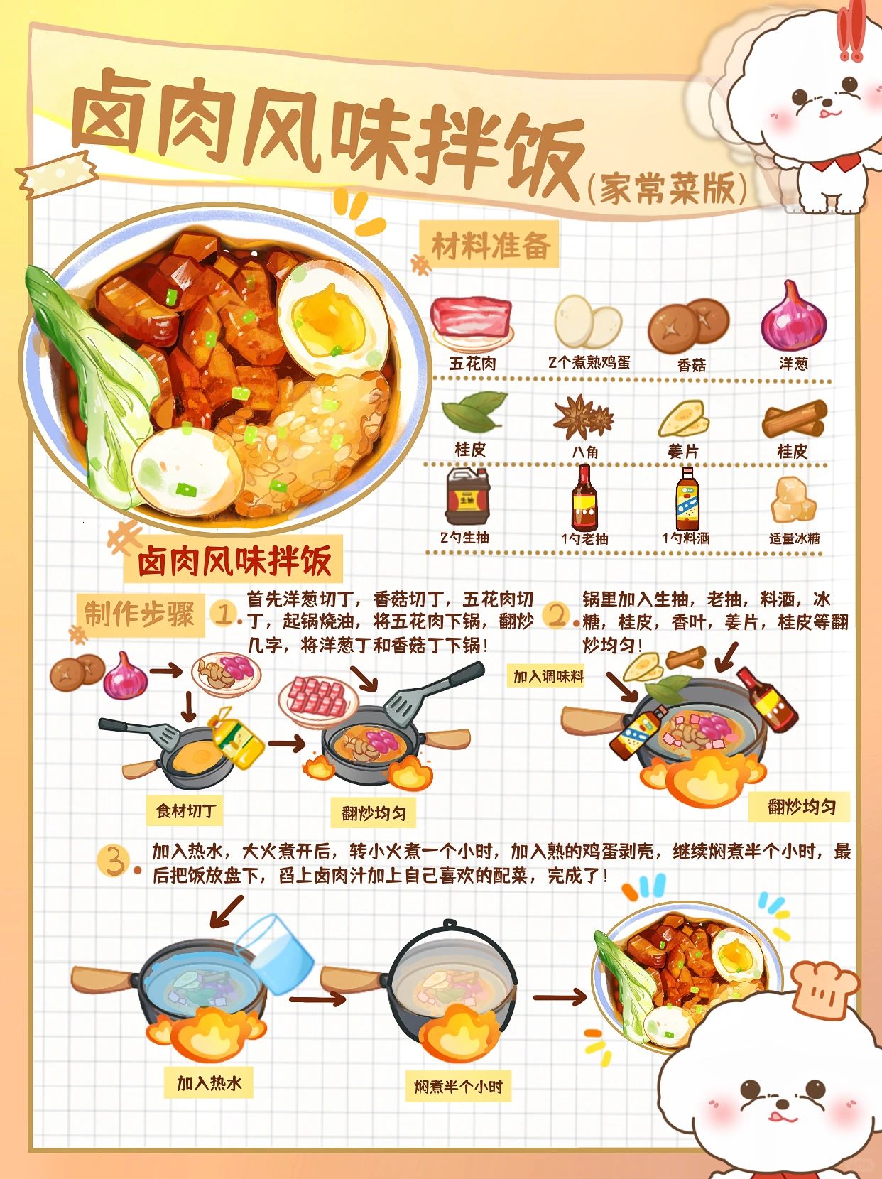 今日手绘菜谱｜卤肉拌饭❗️好吃的连汁都不剩