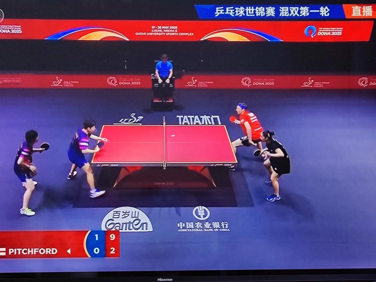 多哈世乒赛国乒开门红来了！栋曼组合目前大比分2-0领先。看势头晋级不是问题！[赞