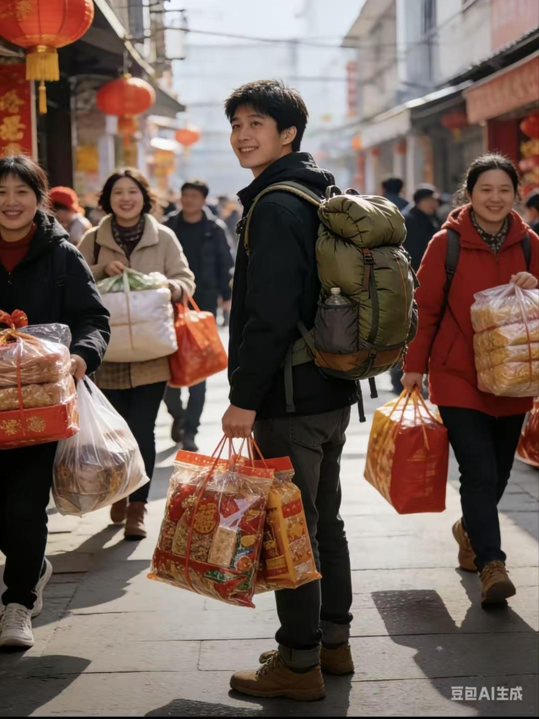 山坡羊·过年感悟
年节终散，
征程重唤，
行囊再负谋银钱。
马年艰，且随缘。
羊