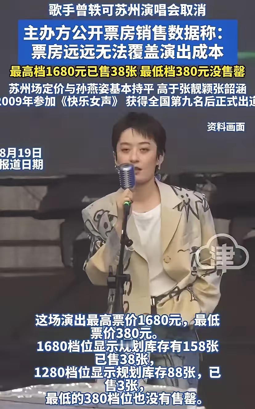 曾轶可开演唱会，没几个人买票。
大家不想花钱去看打碟了吧！

说实话，曾轶可的歌