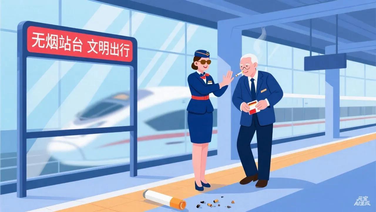 我认为应该。对啊兄弟！这必须得禁！上回我赶高铁，检票口那大哥叼着烟猛嘬两口才扔，