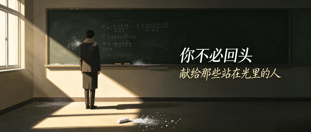 你不必回头
 
你擦掉的，比写下的多
 
——这才是最深的教法
 
黑板上每一道