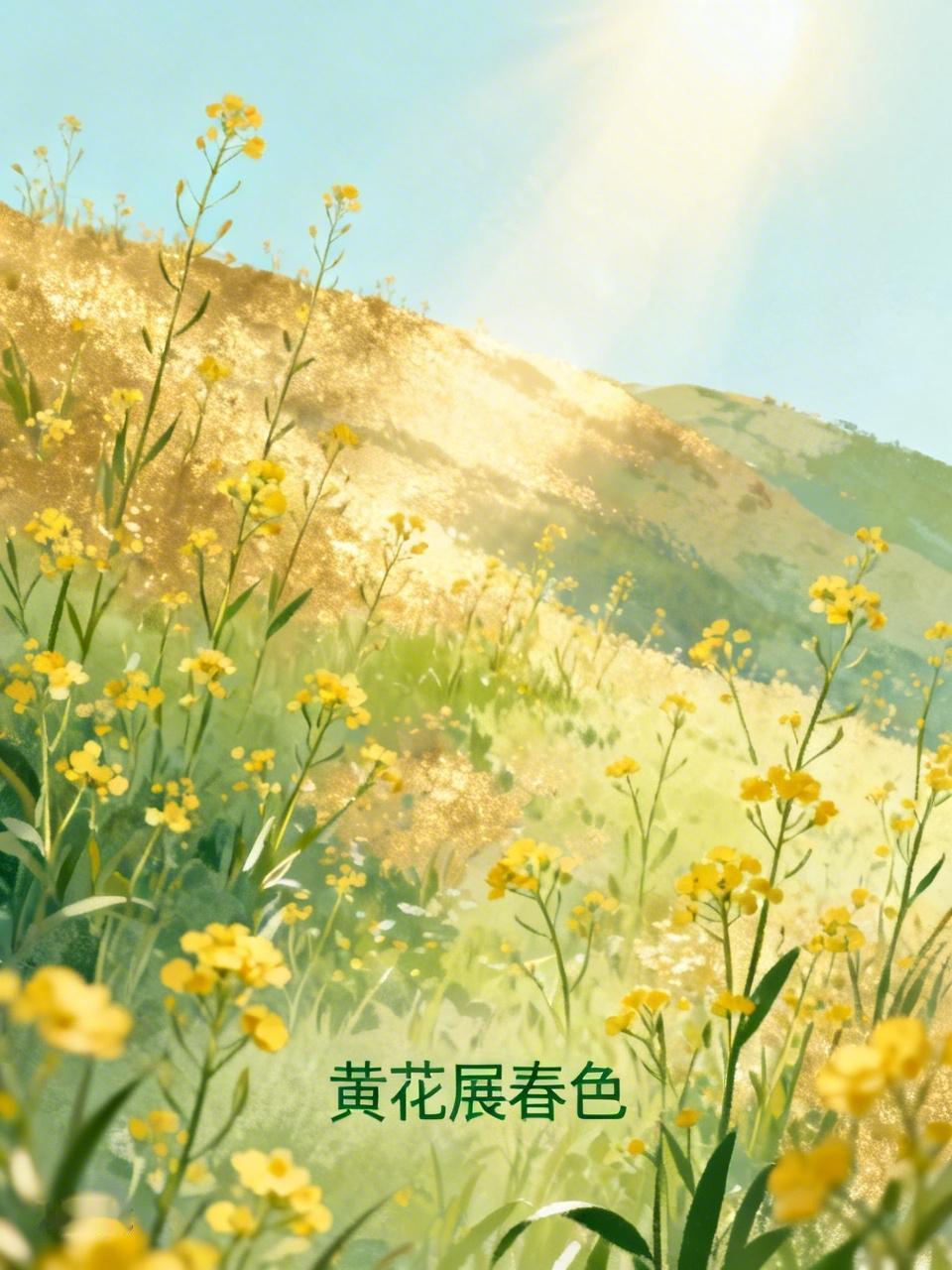 AI妙生图漫山遍野黄花展春色。