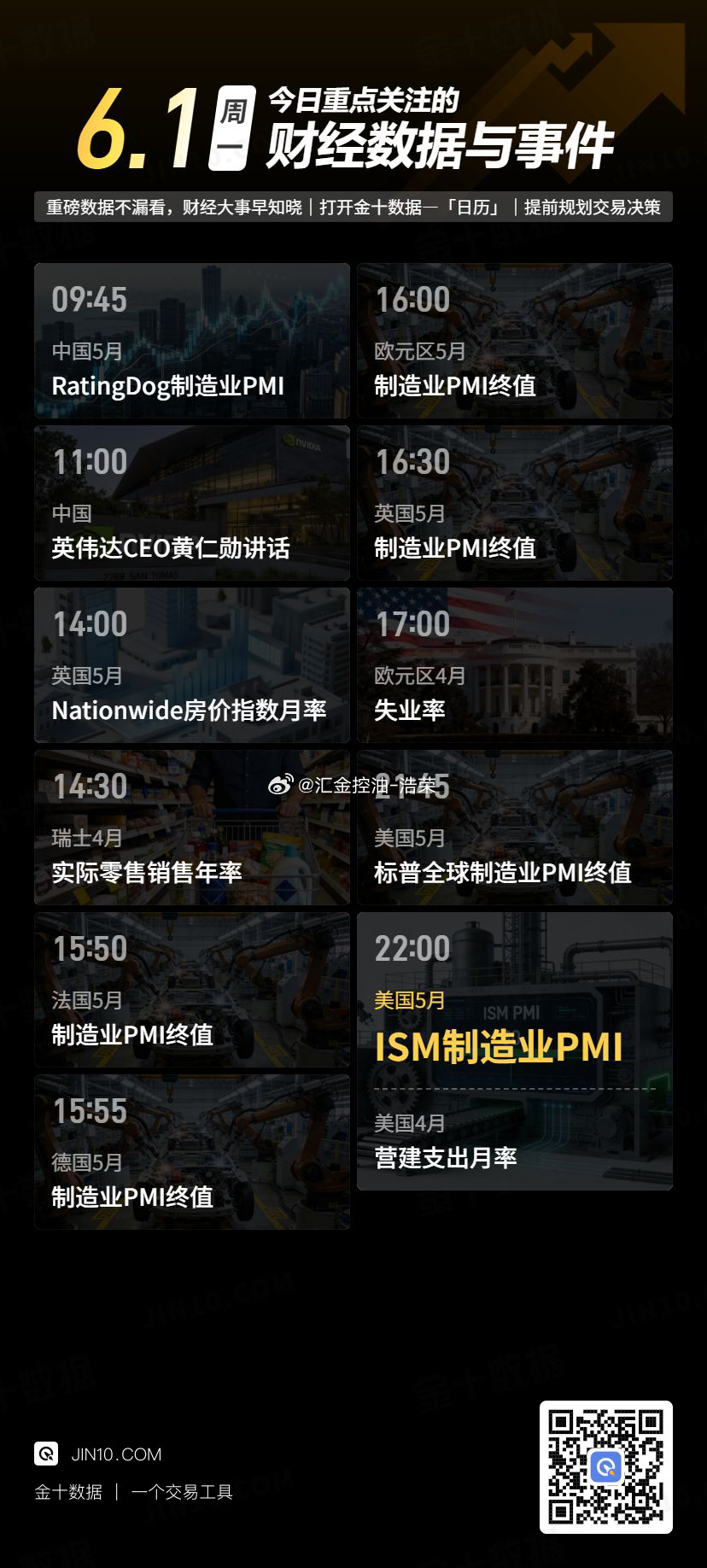 今日重点关注的财经数据与事件：2026年6月1日 周一 