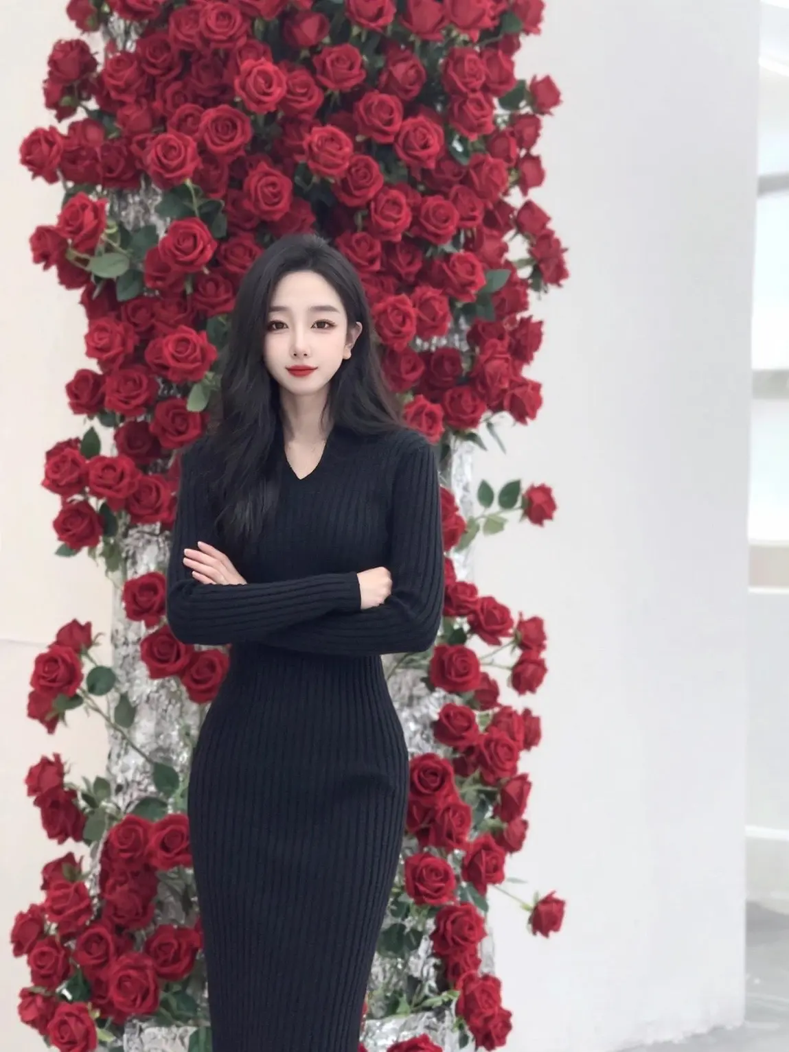 AI黑裙玫瑰写真 ai创作