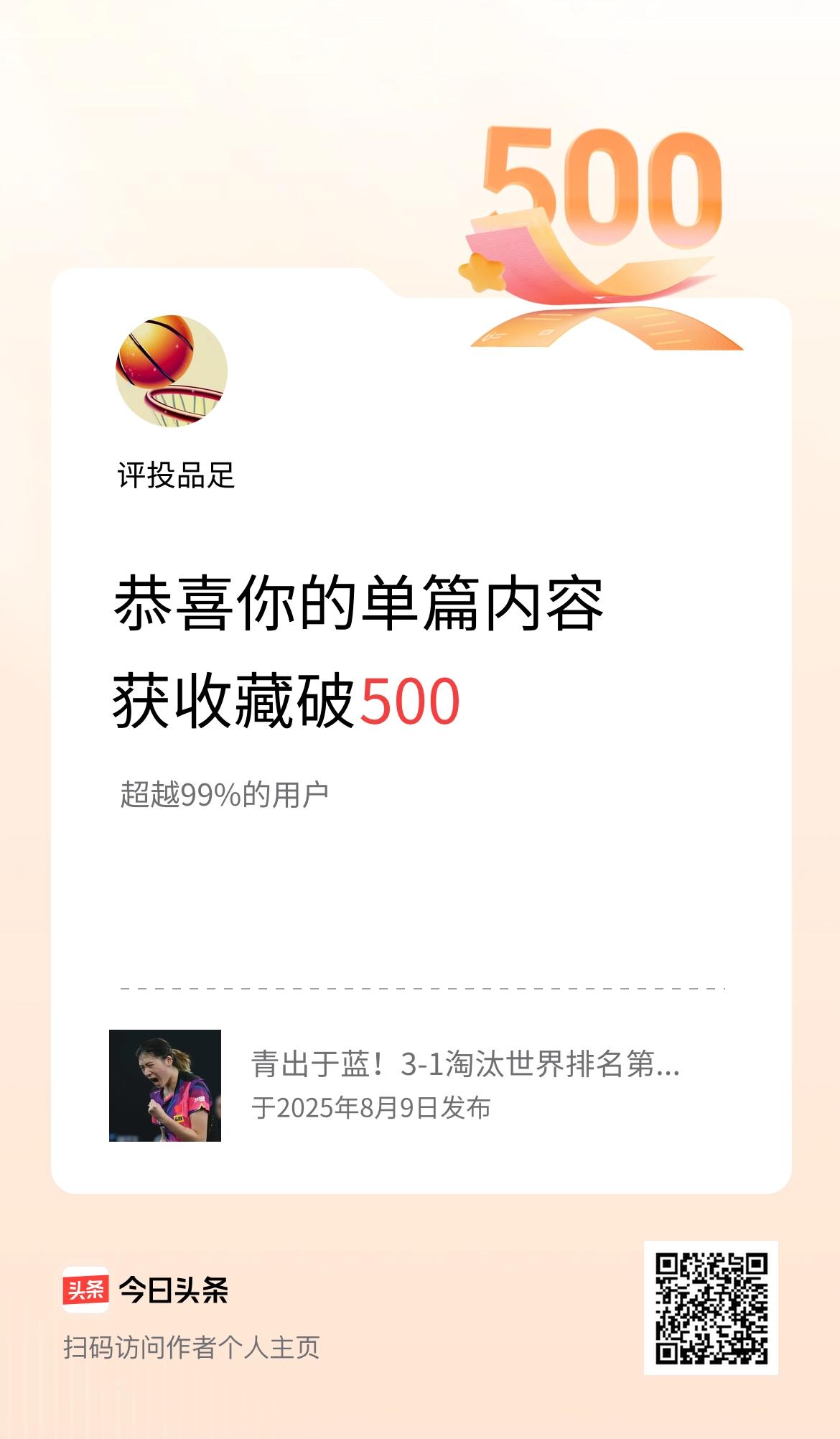 单篇内容获收藏量破500啦！