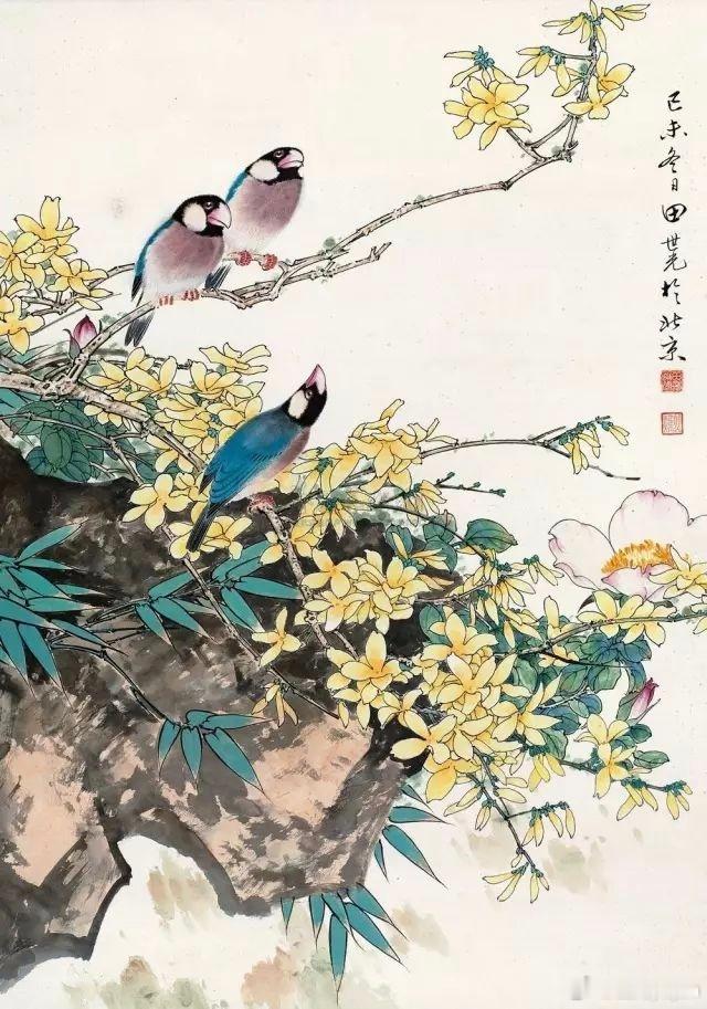 田世光工笔重彩花鸟画欣赏～悦美艺术馆国画雅集艺术分享工笔国画重彩花鸟画国画欣赏