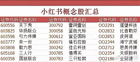 【小红书概念股汇总】概念导火索：因TIKTOK（抖音国际版）禁令即将生效，一些外