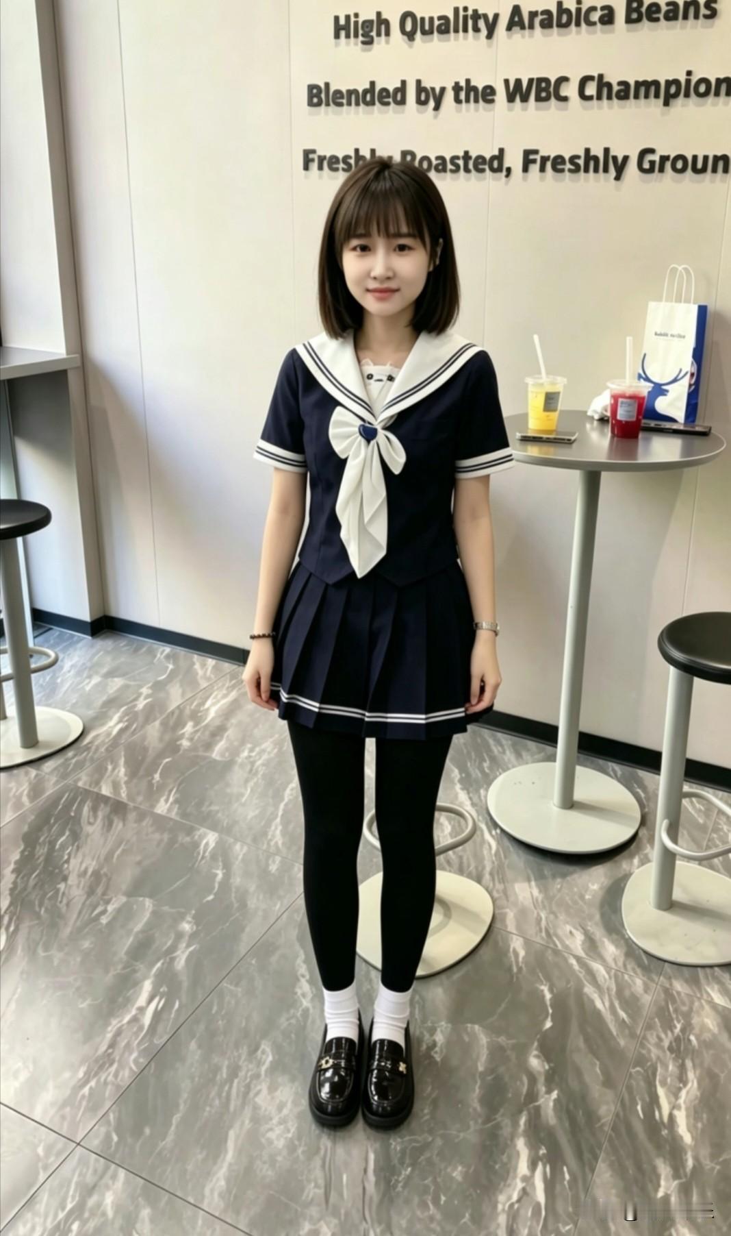 可爱水手服少女，咖啡馆里的小确幸，快乐的小妖怪。