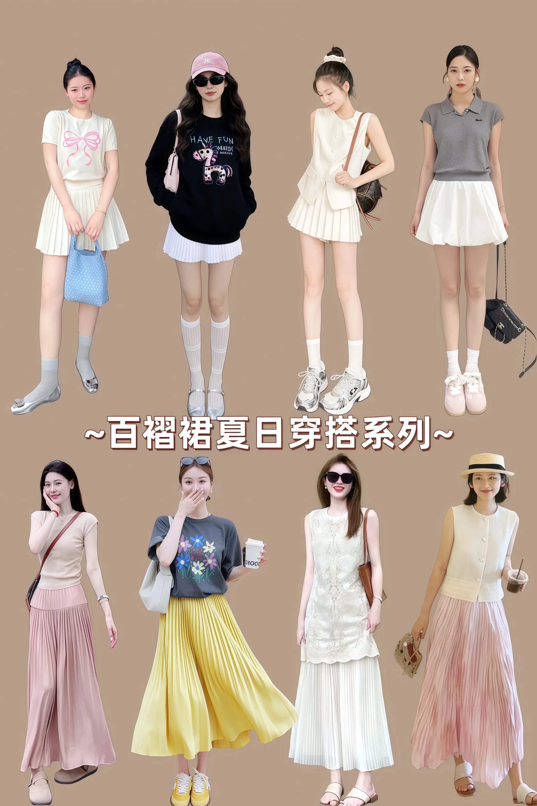 百褶裙夏日百搭天花板 精致女孩的夏日穿搭图鉴 不会搭配的姐妹有福了 穿...