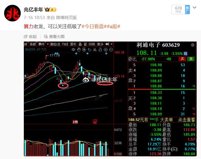 算力老龙利通电子两个板a股今日看盘