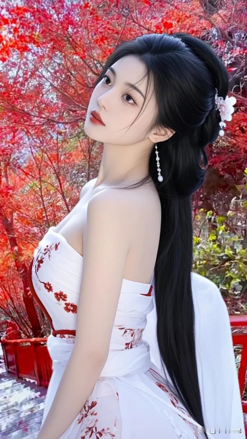 秋日与古典美人，那是一幅绝美的画卷。古典美人在秋日里，仿佛是从历史中走来，带着岁