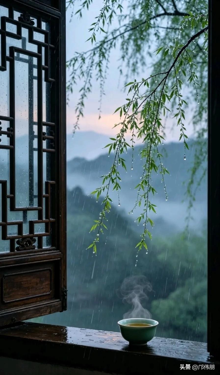 七律·闲居自适
柴门半掩对青山，
世事浮沉一笑删。
砌下菊开香裹露，
檐边云过影