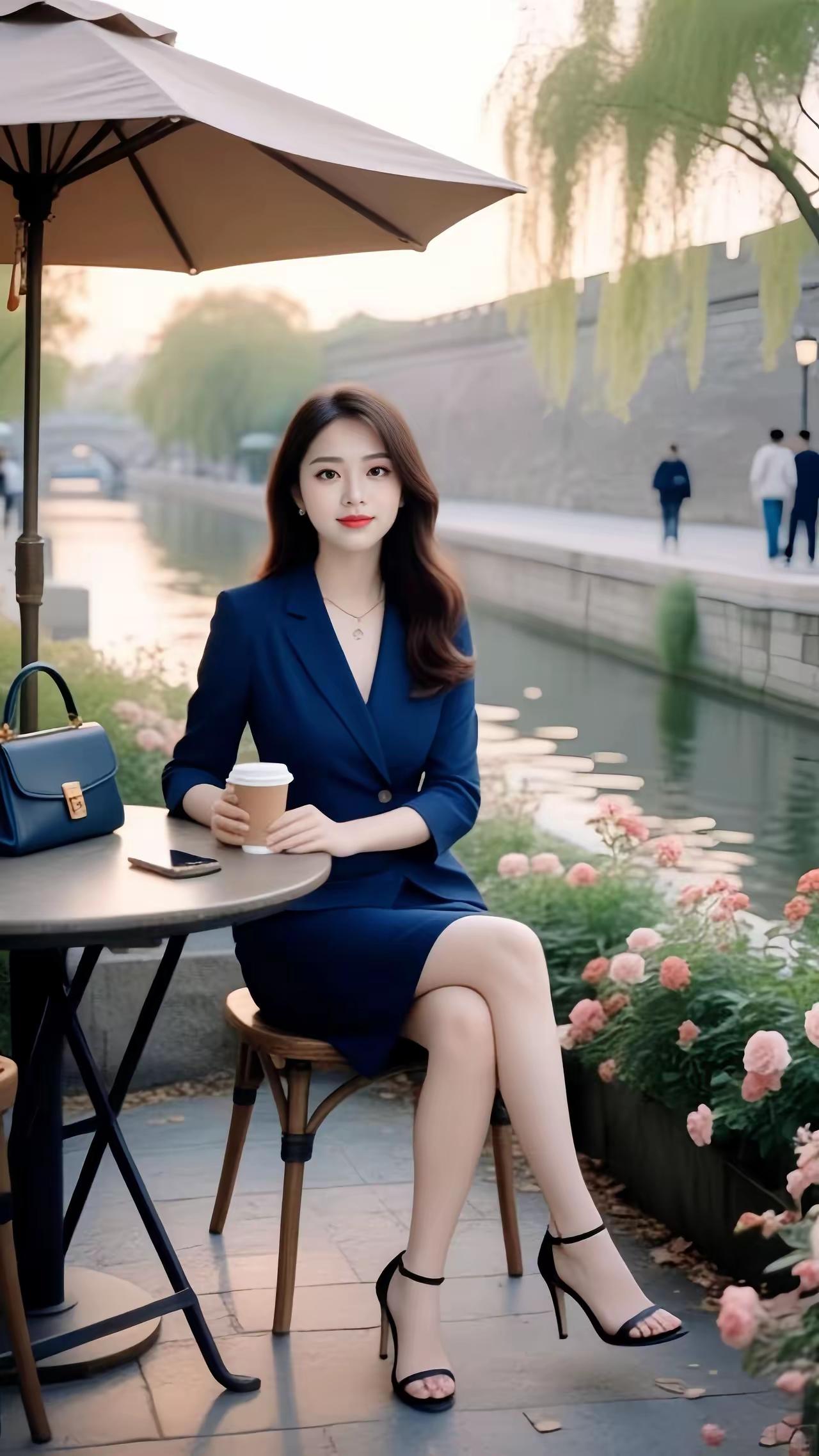 优雅咖啡时光，河畔漫步，尽享宁静与美好。
