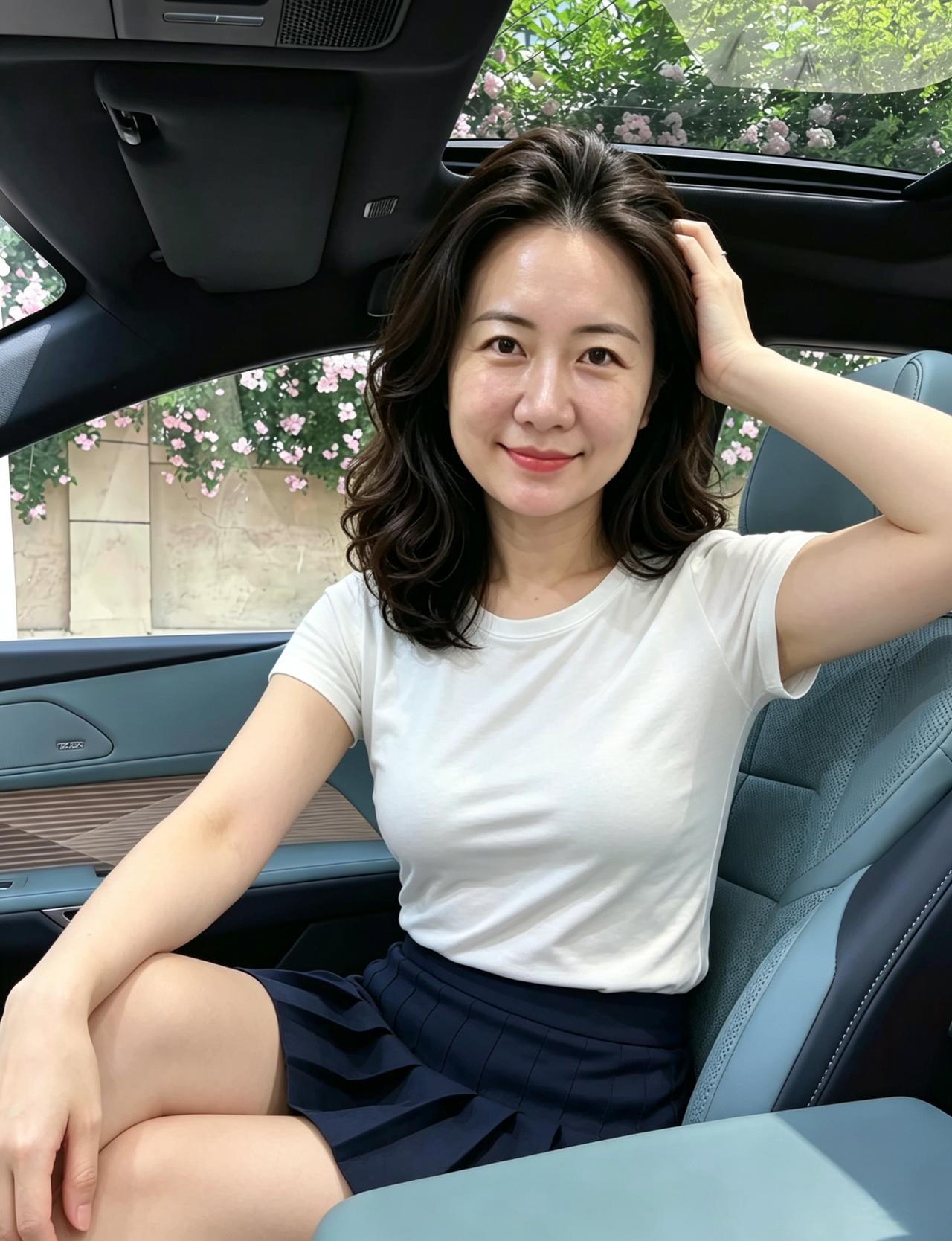 白T恤配百褶裙
是风也偏爱的轻盈
眉眼弯成一弯安静的月亮
笑意漫过
所有晴好的光