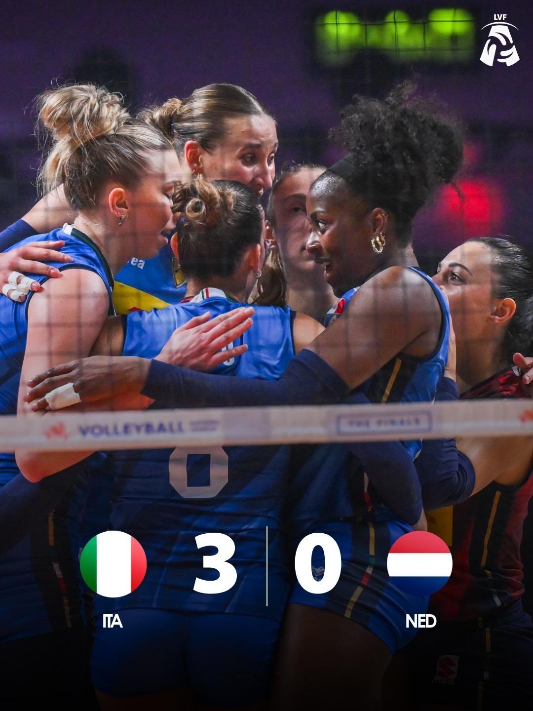 世界女排联赛总决赛，意大利🇮🇹3比0脆胜荷兰，率先晋级四强！ 