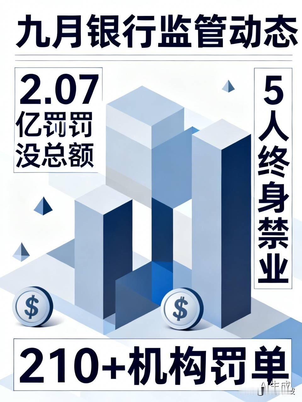 2.07亿！银行九月“挨罚”创纪录，5人被终身禁业，释放什么信号？

   9月