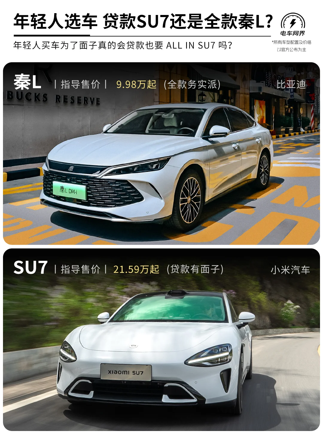 年轻人选车 是贷款SU7还是全款秦L？