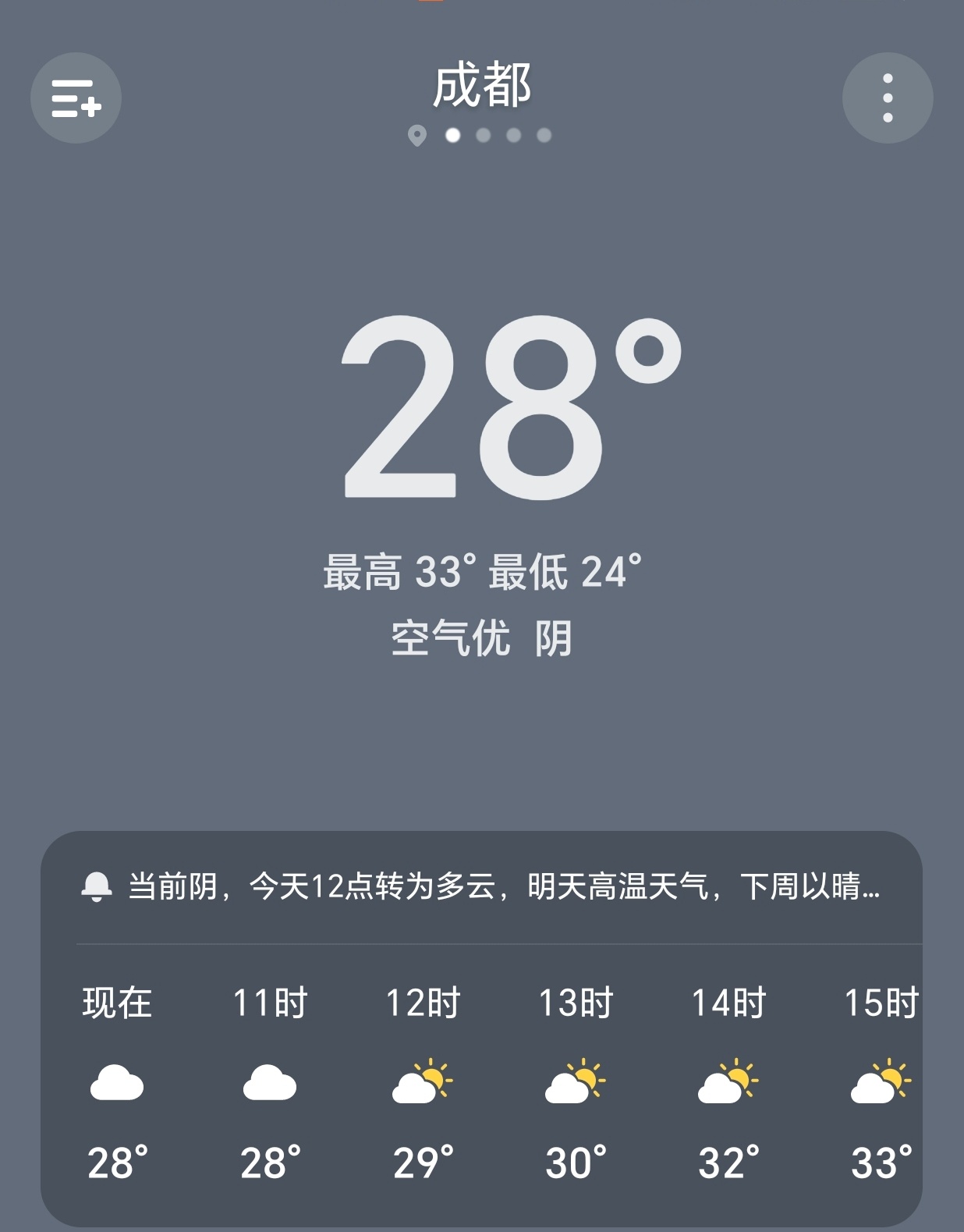【早安成都】今天是7月18日，星期六，农历六月初五，成都多云，24-33°C。新