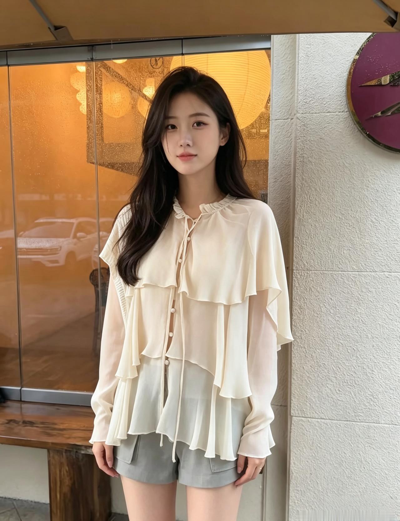 罗袂轻如雾，纤腰柳带长。
眸明含晓露，发润染朝阳。
缓步姿容婉，回身气韵芳。
嫣