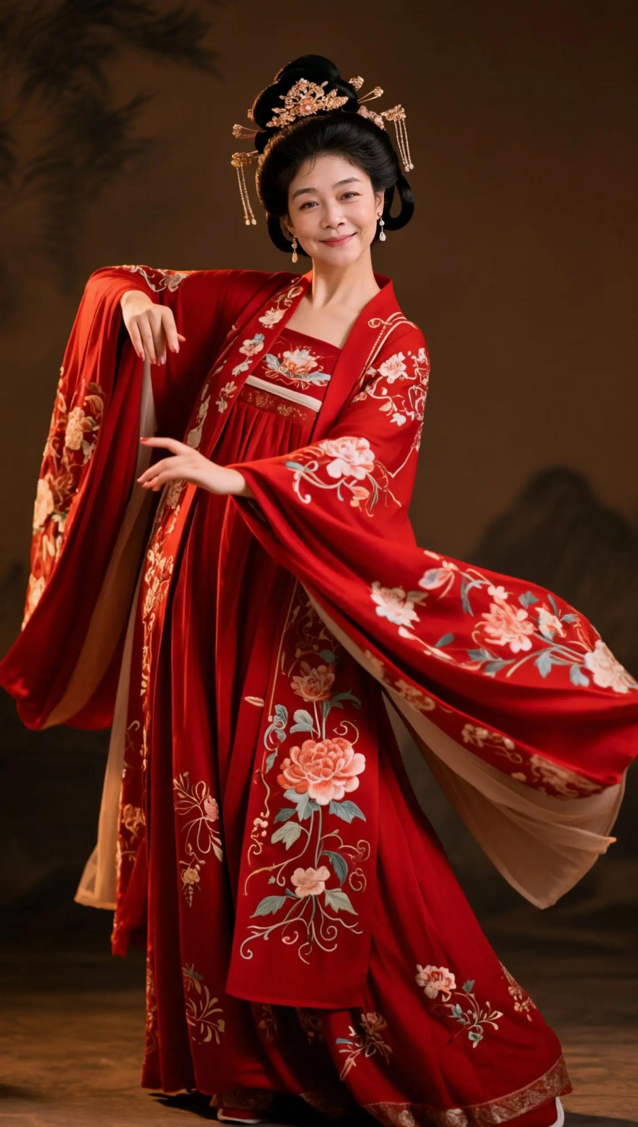 今日分享之唐韵。AI唐韵红裳影 ai创作