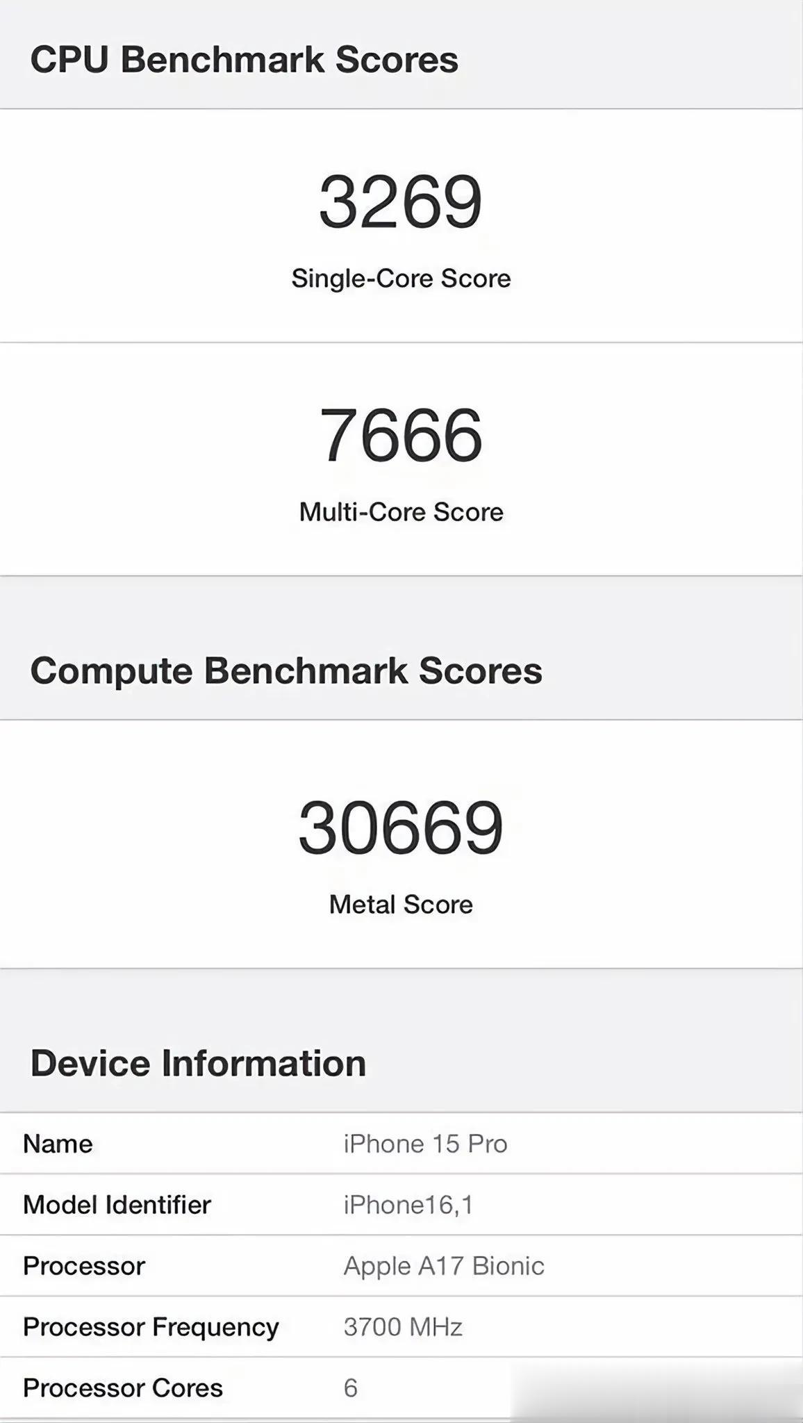 爆料：苹果 iPhone 15 Pro（A17 bionic芯片) Geekbe