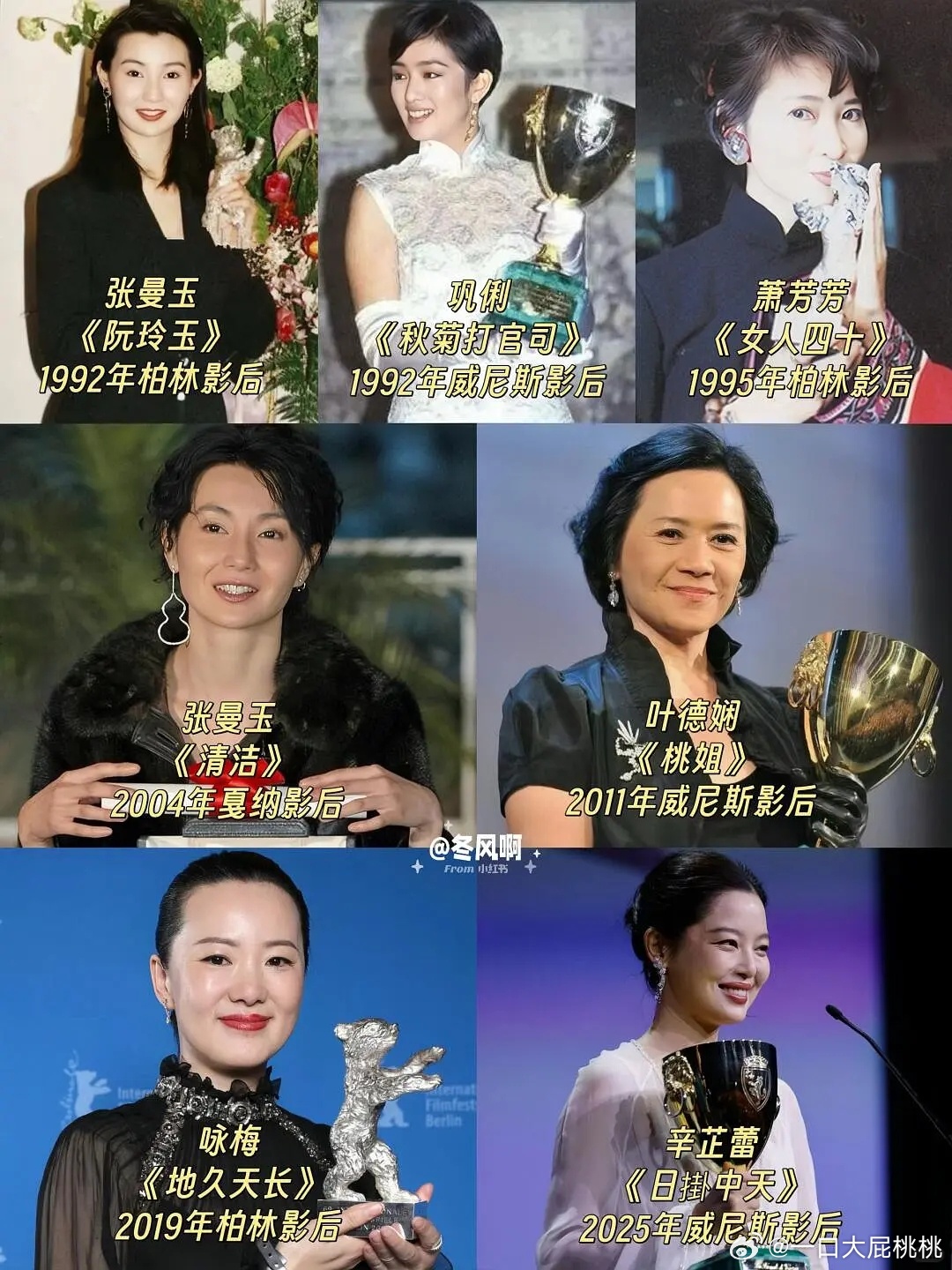 华语影史三大影后，目前有六个人，其中张曼玉独揽两座，巩俐拿威尼斯影后的时候27岁